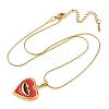 304 Stainless Steel Enamel Red Heart with Lip Pendant Necklaces NJEW-H088-03G-4