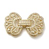 Rack Plating Flower Brass Micro Pave Clear Cubic Zirconia Fold Over Clasps KK-H512-06G-1