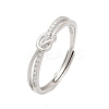 925 Sterling Silver Micro Pave Clear Cubic Zirconia Adjustable Finger Rings for Women RJEW-G351-01P-4