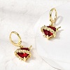 Heart Brass Glass Hoop Earrings EJEW-P333-09A-G-3