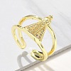 Brass Micro Pave Cubic Zirconia Cuff Rings RJEW-P149-01A-G-1