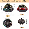 2Pcs 2 Colors Ceramic Incense Burners Holder DJEW-GF0001-78-2
