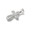 Brass Micro Pave Clear Cubic Zirconia Cross Pendants KK-D431-042P-2