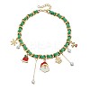 Christmas Alloy Enamel Santa Claus Christmas Bell Gift Box Pendant PU Leather Cord Bib Necklaces for Women FS-WG9C2A3-03-1