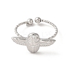 Non-Tarnish 304 Stainless Steel Owl Open Cuff Rings for Women X-RJEW-H136-01P-2