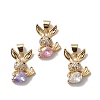 Rack Plating Brass Cubic Zirconia Charms KK-E003-36G-1