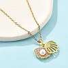 Brass Micro Pave Cubic Zirconia Shell Shape Pendant Neckalces for Women NJEW-S448-10G-1