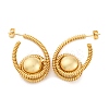 Spiral with Round Brass Stud Earrings EJEW-R025-04G-4
