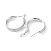 Rhodium Plated 925 Sterling Silver Hoop Earrings EJEW-K258-13P-2