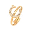 304 Stainless Steel Micro Pave Cubic Zirconia Cuff Open Rings RJEW-D336-01G-05-2