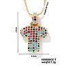 Brass Pave Colorful Cubic Zirconia Letter Pendant Box Chain Necklaces NU0575-20-1