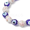 Handmade Flower Printed Porcelain Ceramic & Handmade Lampwork Evil Eye Beads Stretch Bracelets for Women BJEW-JB12105-03-4