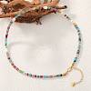 1Pc Rondelle Natural Agate & Pearl & Brass Beaded Necklaces for Women NJEW-SZ0001-69-3