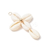 2Pcs 2 Colors Natural Cowrie Shell Beaded Cross Pendants PALLOY-JF03938-4