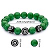 Green Natural Yellow Jade Round Beaded Stretch Bracelet BJEW-SW00077-10-7