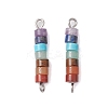 7 Chakra Mixed Gemstone Disc Beaded Connector Charms PALLOY-JF02744-01-1