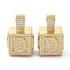 Alphabet Brass Micro Pave Clear Cubic Zirconia Pendants ZIRC-O045-01G-D-2
