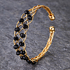 Brass Wire Wrap Cuff Bangle with Round Beaded BX4244-3