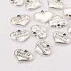 Wedding Theme Antique Silver Tone Tibetan Style Alloy Heart with Maide of Honour Rhinestone Charms X-TIBEP-N005-16A-2