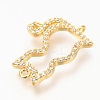 Brass Micro Pave Clear Cubic Zirconia Open Back Bezel Links Connectors ZIRC-J024-11G-3