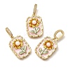 Brass Micro Pave Cubic Zirconia Pendents KK-R212-03G-07-1