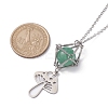 Natural Green Aventurine Interchangeable Holder Pendant Necklace for Women NJEW-JN04631-01-3