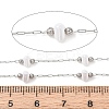 304 Stainless Steel Round Bead & ABS Plastic Pearl Heart Bead Cable Chains CHS-G048-08P-2