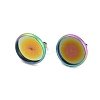 Flat Round 304 Stainless Steel Stud Earring Settings Ion Plating(IP) STAS-I323-20mm-RC-1