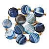 Natural Striped Agate/Banded Agate Coin Beads Strands G-NH0040-01H-4