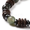 4Pcs Natural Crackle Agate & Indian Agate & Natural Agate & Synthetic Hematite and Coconut Beads Stretch Bracelets Set for Women Men BJEW-JB08937-5