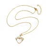 Brass Micro Pave Clear Cubic Zirconia & Natural White Shell Crown Heart Pendant Necklaces for Women NJEW-R027-02G-4