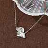 304 Stainless Steel White Enamel & Crystal Rhinestone Dog Pendant Necklaces for Women NJEW-M101-03P-4