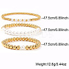 3Pcs 3 Styles Brass & Plastic Imitation Pearl Round Beads Stretch Bracelets for Women TJ3268-1-4
