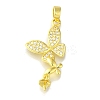 Rack Plating Brass Micro Pave Clear Cubic Zirconia Pendant KK-H485-34G-1