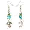 Synthetic Turquoise Chips Beaded Dangle Earrings EJEW-JE04890-01-5