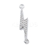 Rack Plating Brass Micro Pave Clear Cubic Zirconia Lightning Bolt Connector Charms KK-A234-067P-1