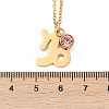 304 Stainless Steel Glass Drill Birth Stone Constellation Pendant Necklaces LS-STAS-D305-08G-J-2