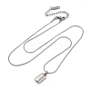304 Stainless Steel Rectangle Pendant Snake Chain Necklaces for Women Men EJEW-Z044-02P-2