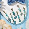 6Pcs Ocean Theme Alloy Pendant Decorations HJEW-JM02929-2