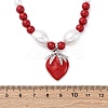 Strawberry Brass Micro Pave Clear Cubic Zirconia Red Enamel Pendant Necklaces for Women NJEW-G162-04P-5