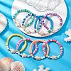 16Pcs 16 Colors Summer Beach Sea Turtle Synthetic Turquoise & Shell Pearl & Polymer Clay Beaded Stretch Bracelet Sets BJEW-JB10810-2