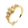 Clear Cubic Zirconia Heart Wing Open Cuff Ring for Women RJEW-C018-19G-4