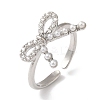 Bowknot Brass Micro Pave Clear Cubic Zirconia Open Cuff Rings for Women LS-RJEW-C098-06P-1