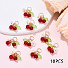 10Pcs Glass Pendants PALLOY-YW00093-06-2