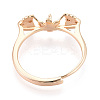Flower & Bowknot Brass Micro Pave Clear Cubic Zirconia Adjustable Ring Settings KK-T076-78G-3