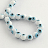 Round Handmade Evil Eye Lampwork Beads Strands LAMP-R114-8mm-07-2