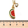 304 Stainless Steel Red Enamel Pendant Necklaces for Women NJEW-U043-02A-G-5