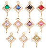 11Pcs 11 Colors Brass Pave Cubic Zirconia Connector Charms KK-HS0001-95-1
