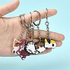 5Pcs 5 Style Cute Cartoon PVC Plastic Cat Pendant Keychain KEYC-YW0001-17-4