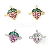4Pcs 2 Colors Brass Pave Cubic Zirconia Fruit Connector Charms KK-FS0001-73B-3
